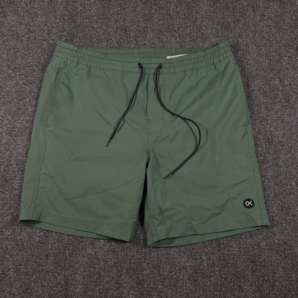 Outerknown Nomadic Volley Mens Shorts Jade Green Unlined Swim Trunks Pockets S